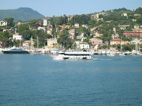 Rapallo: villas nestle among the trees above the waterfront at the attractive resort on the Ligurian Riviera