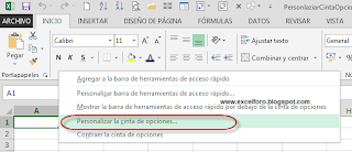 Personalizar la cinta de opciones (Ribbon) en Excel-sin macros.
