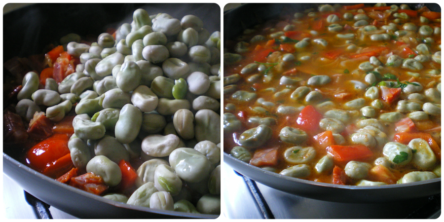 Habas a la flamenca: Elaboración, paso 3