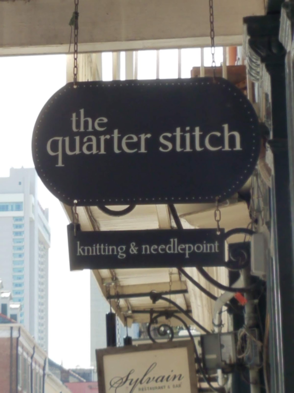 CraftySasha Vacation, needlework shop, and some stitching.