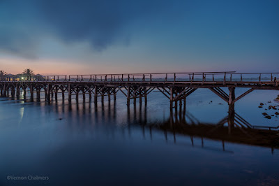Copyright Vernon Chalmers: The Wooden Bridge After Sunset - Woodbridge Island, Cape Town