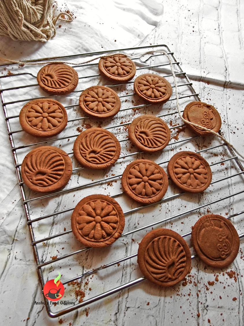 Eggless Whole Wheat Chocolate Cream Biscuits