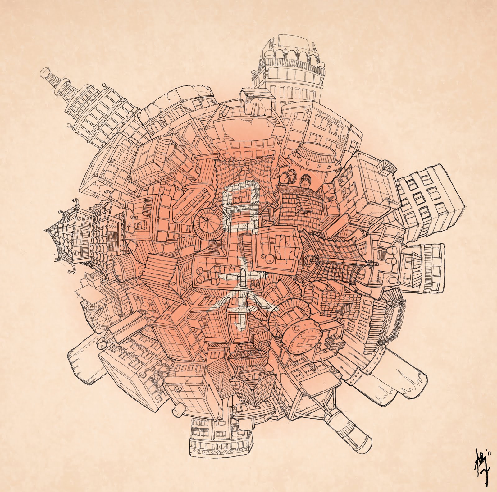 Louis Draws Spherical Perspective Finished