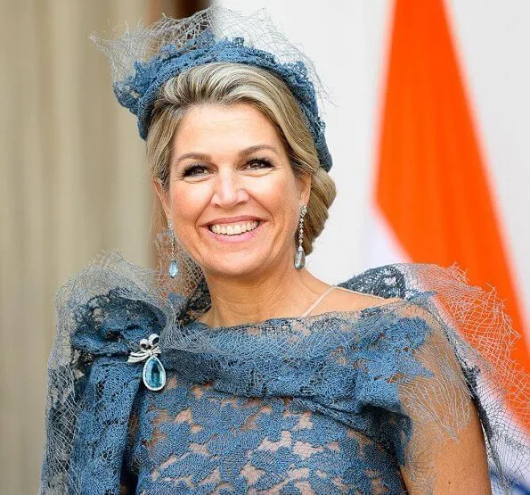 Queen Maxima wore Natan lace dress. President Ram Nath Kovind and First Lady Savita Kovind. Prime Minister Narendra Modi