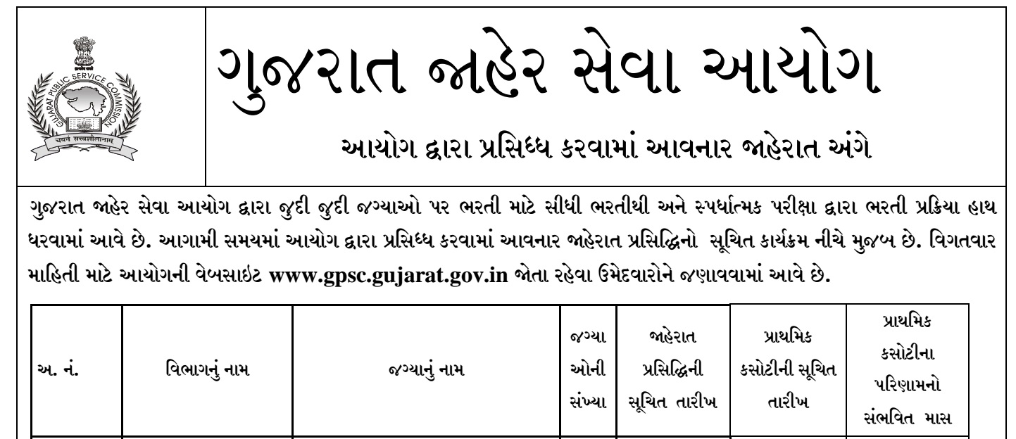 GPSC Exam Calender / Schedule for the year 2016-17 - Online Gujarat GPSC Exam Calender / Schedule for the year 2016-17 - Online Gujarat