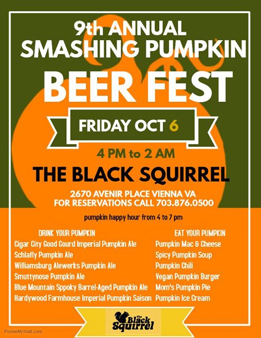 FAIRFAX Ninth Annual Smashing Pumpkin Beer Fest at The Black Squirrel