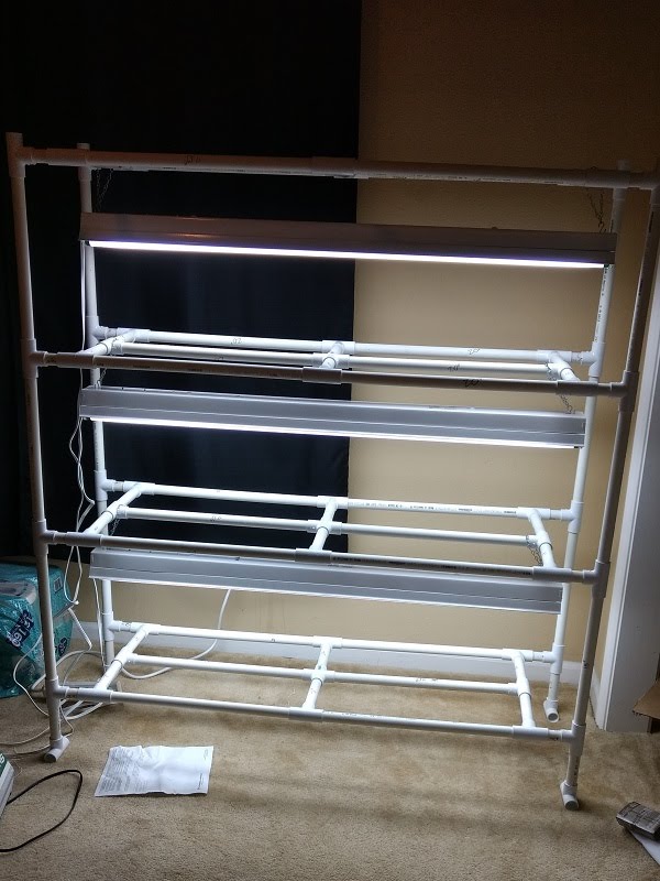 Indoor PVC Seed Starting Shelf Greens and Machines