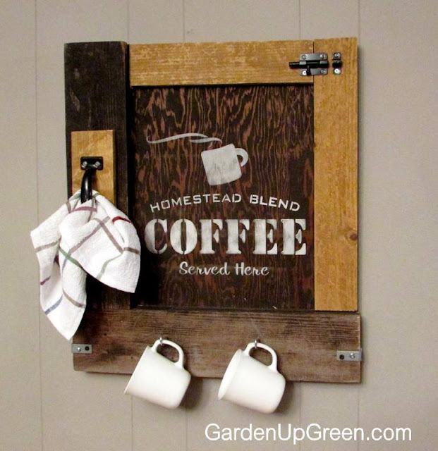 Garden Up Green reclaimed wood coffee sign