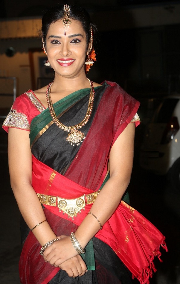 Telugu TV Actress Hari Teja Stills In Red Saree