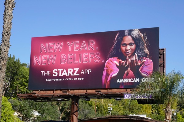 American Gods New Year New Beliefs Starz App billboard American Gods New Year Beliefs Starz App billboard