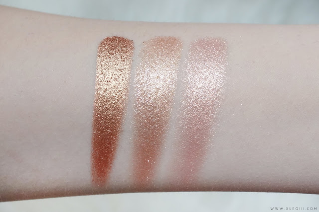 Innisfree Mineral Single Shadows Review and Swatches - Shimmer 05, Glitter 04, Glitter 08
