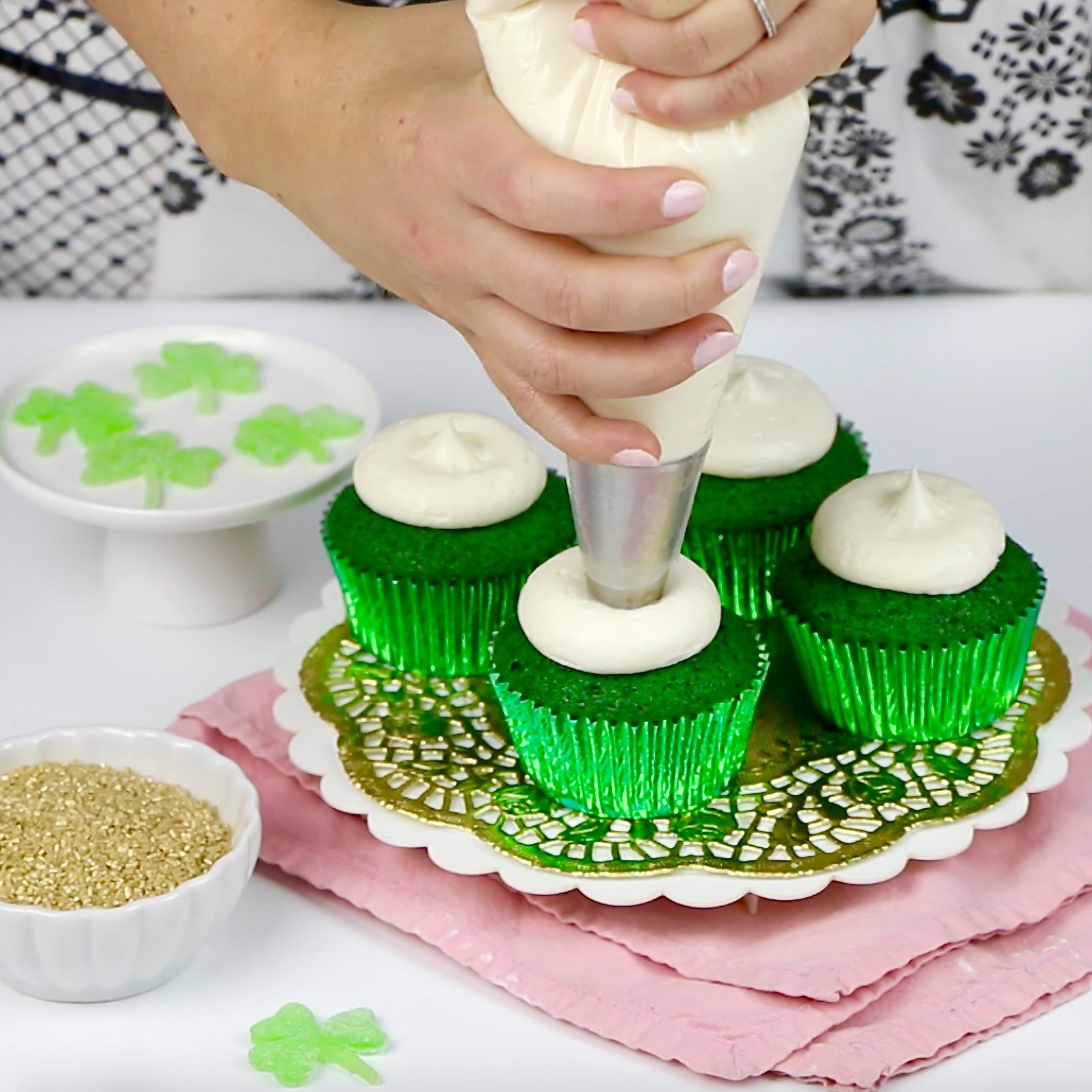 St. Patrick's Day Green Velvet Cupcake Shamrocks Recipe