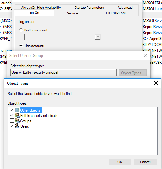 gMSA (group managed service account) and SQL Server