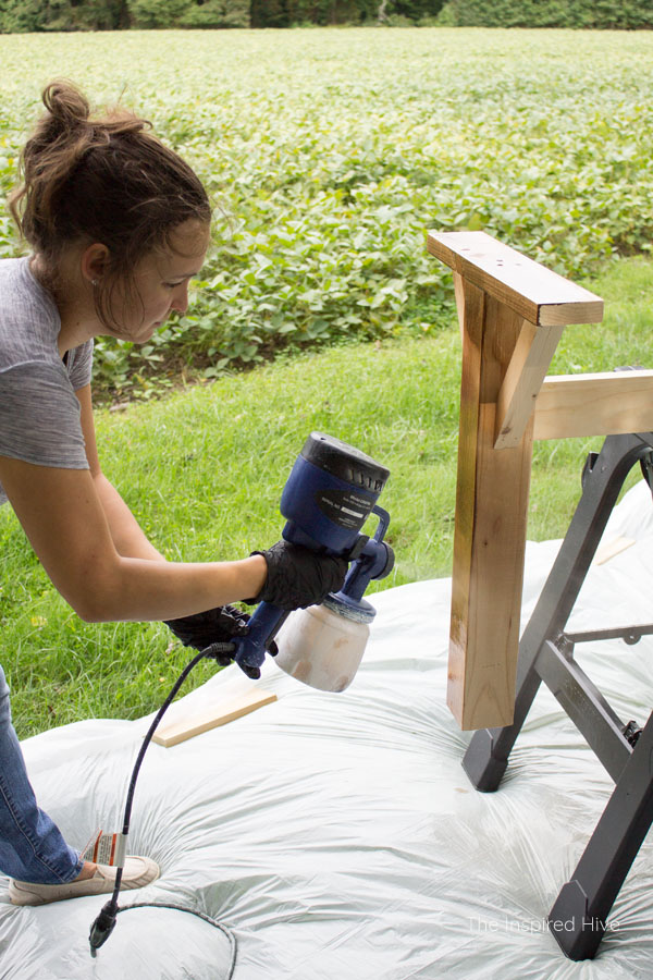 How to stain furniture with a paint sprayer. It's so easy!