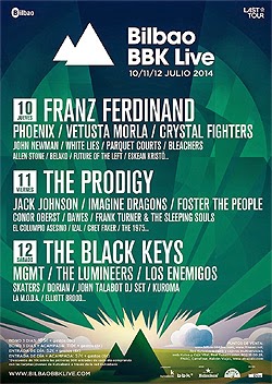 Distribución por días del Bilbao BBK Live Festival 2014
