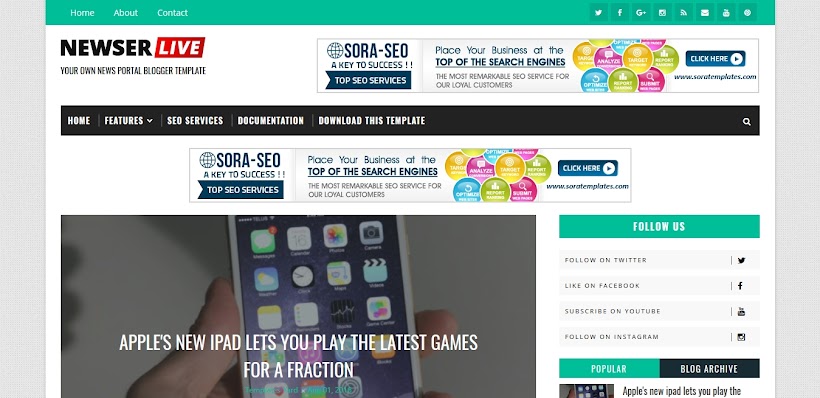 Newser Free Blogger Template