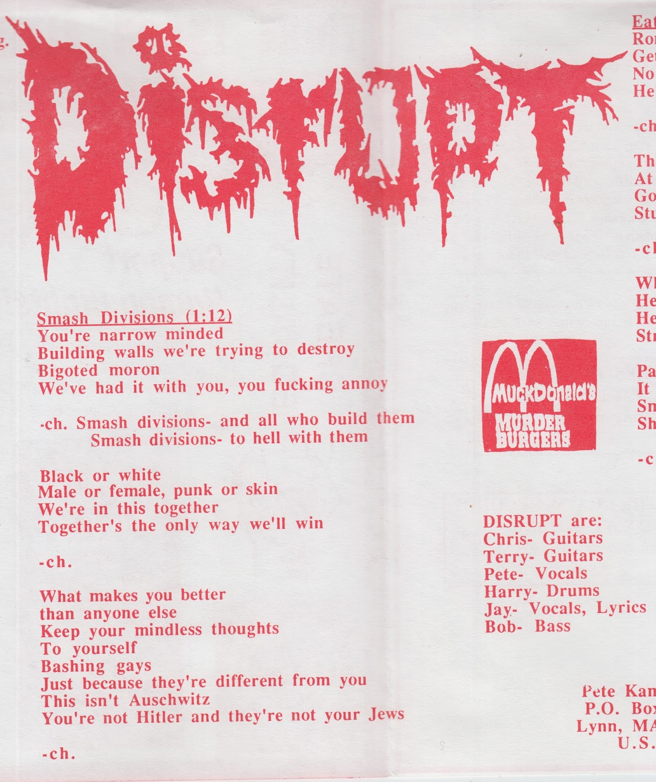 Terminal Sound Nuisance Disrupt / Destroy! "S/t" split Ep, 1991