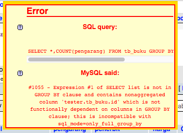 error - Memperbaiki Error Non Aggregated Column MySQL 5.7