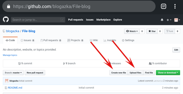 Pada halaman repository github pilih create new file atau upload files Pada halaman repository github pilih create new file atau upload files