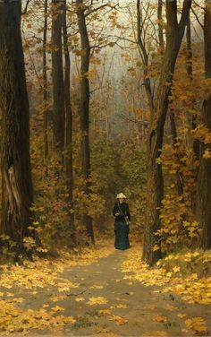 "Woman Walking on a Forest Trail"