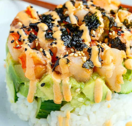Spicy Shrimp Sushi Stacks Spicy Shrimp Sushi Stacks