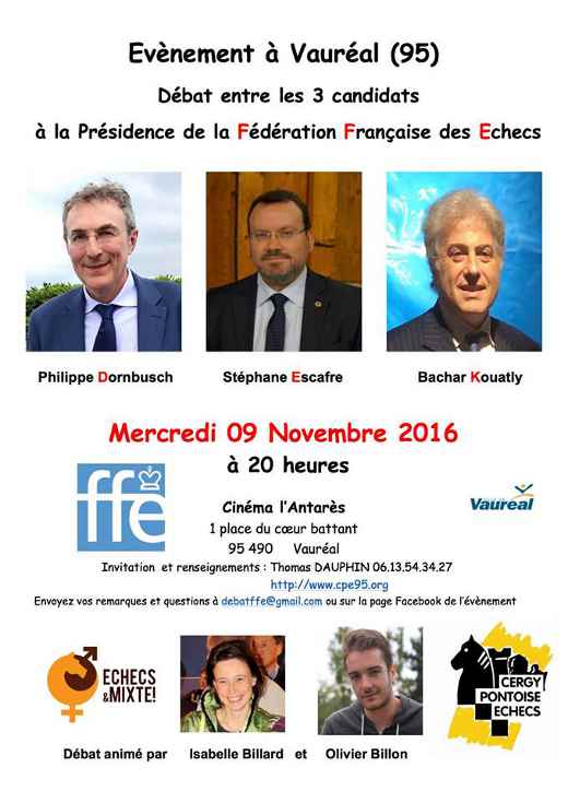 Philippe Dornbusch au débat du 9 novembre 2016 entre les 3 candidats à l’élection de la F.F.E - Photo © site officiel Philippe Dornbusch au débat du 9 novembre 2016 entre les 3 candidats à l’élection de la F.F.E - Photo © site officiel