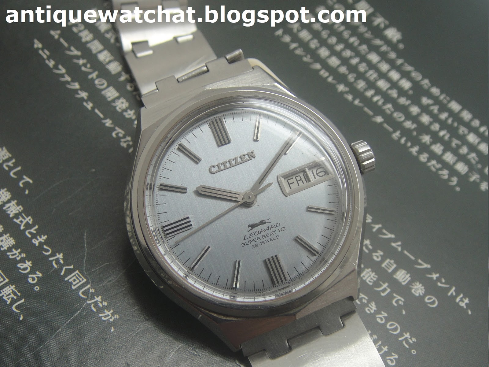 Antique Watch Bar: CITIZEN LEOPARD SUPER BEAT 10 36000 HI-BEAT 28 JEWELS  AUTOMATIC CTZ198 (SOLD)