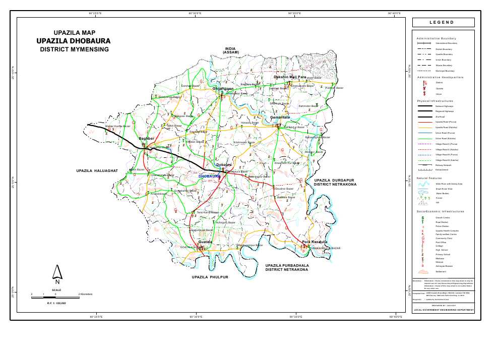 Dhobaura Upazila Map Mymensingh District Bangladesh