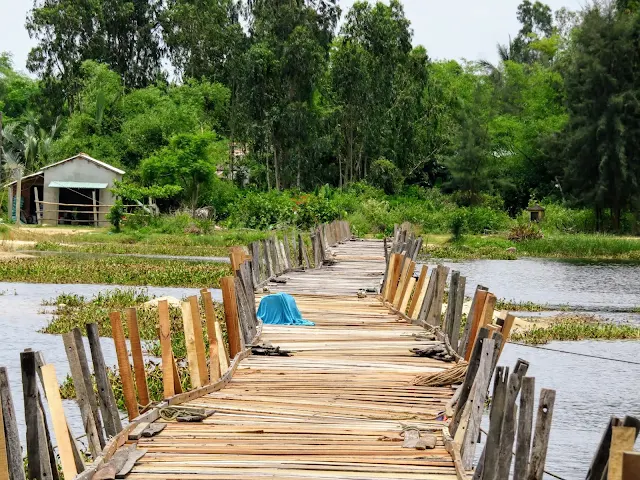 Floating bridge in the countryside outside Hoi An Vietnam