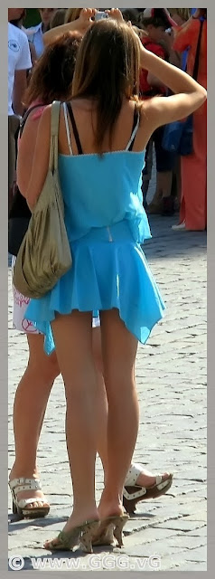 Girl wearing blue summer dress