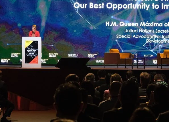 Queen Maxima attended the Singapore FinTech Festival in her capacity as the UN Secretary-General's Special Advocate