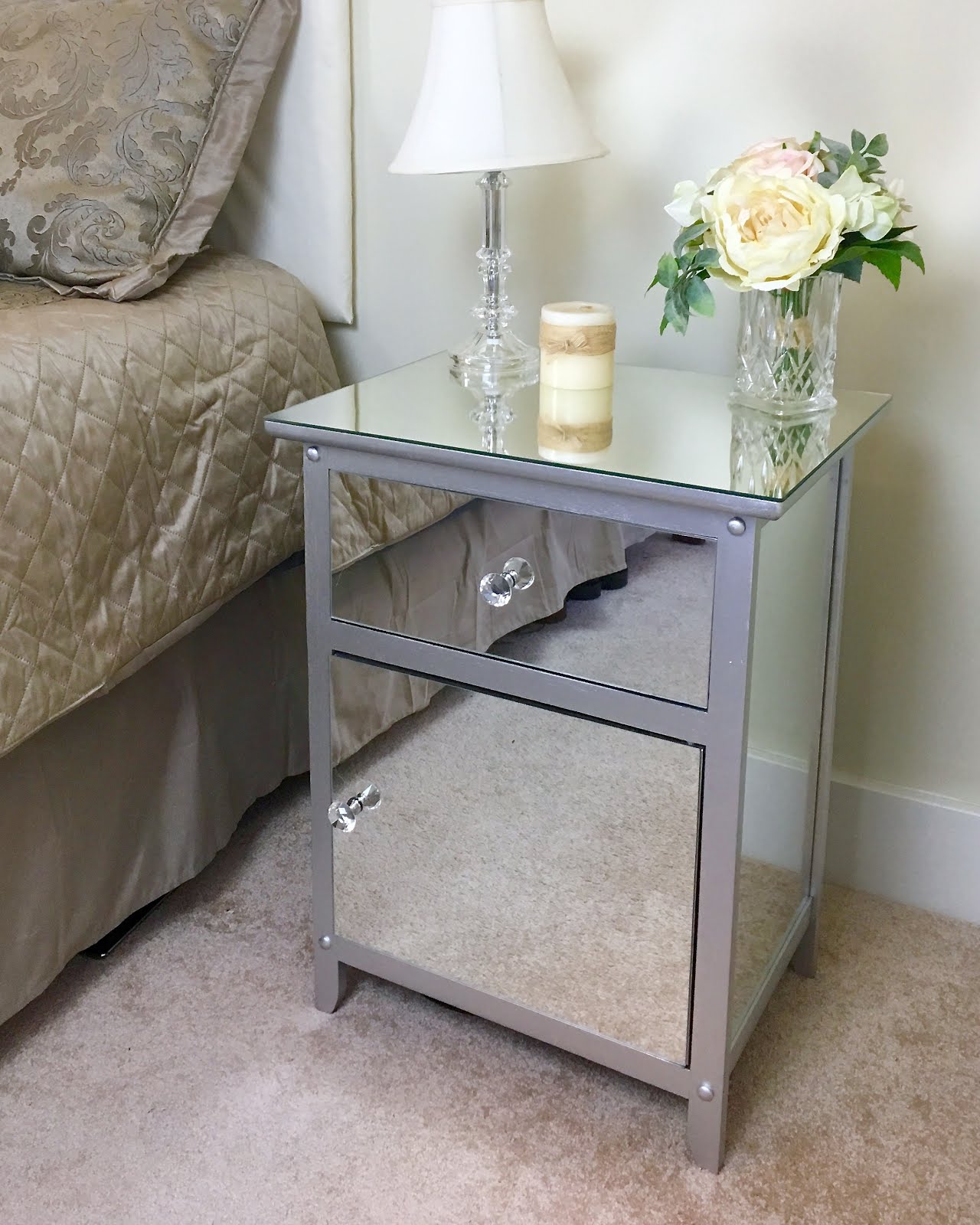 Video Diy Mirrored Nightstands Hack Mirrored Furniture Makeover For Cheap The Lindsay Ann
