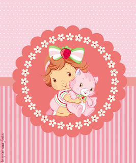 Fiesta de Strawberry Shortcake Bebé: Etiquetas para Candy Bar para Imprimir Gratis. Etiquetas de Fiesta de Strawberry Shortcake Bebé para imprimir gratis.