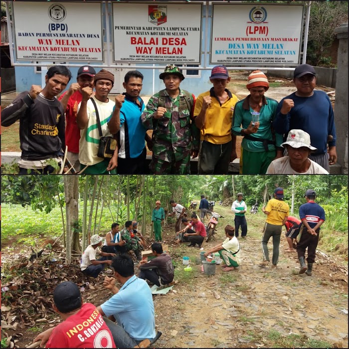 Dalam rangka memperingati HKN Warga bersama Aparat Desa Way Melan melakukan Gotong Royong.