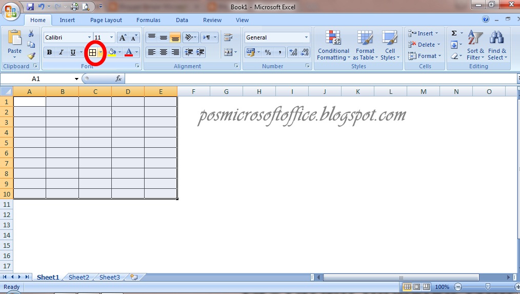 Cara Membuat Tabel pada Ms Excel 2007