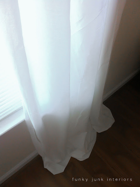 white sheet curtains with washline twine tabs via Funky Junk Interiors white sheet curtains with washline twine tabs via Funky Junk Interiors