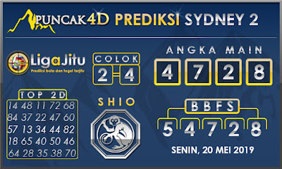 PREDIKSI TOGEL SYDNEY2 PUNCAK4D 20 MEI 2019