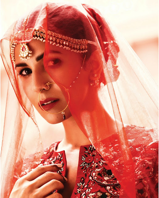 Nimrat Kaur in Sizzling Deep Neck Chania Choli from hapers Bazaar Bride Magazine September 2016