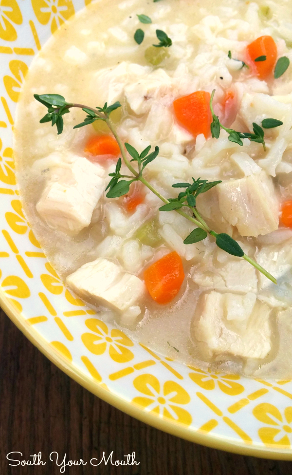 Easy Chicken & Rice Soup! Creamy homemade chicken soup in just 30 minutes