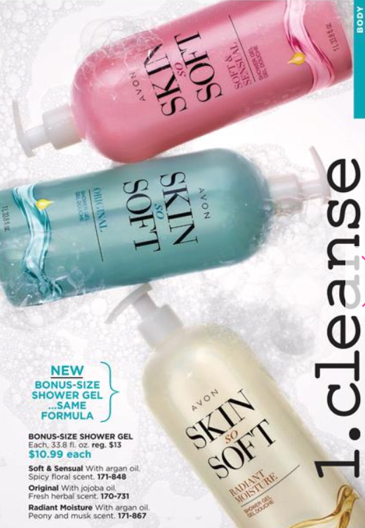 The New Avon Catalog Avon Skin So Soft New Bonus Size Shower Gels