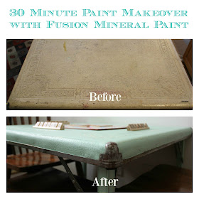 fusion mineral paint, before and after, vintage table, http://bec4-beyondthepicketfence.blogspot.com/2016/04/fusion-blues-giveaway.html