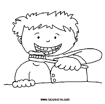 boy brushing missing tooth coloring page