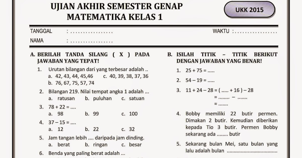 Contoh Soal Pat Kelas 1 K13 Provinsi Jawa Barat - Master Books