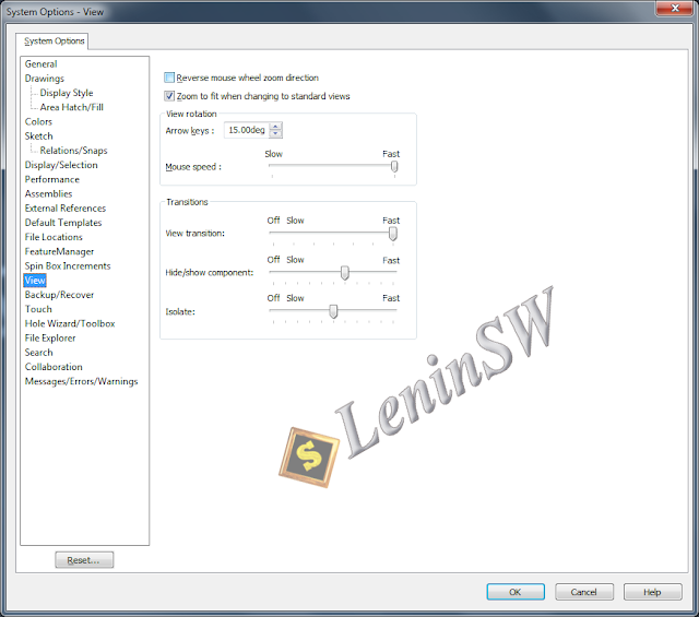 Реверс колеса мыши Solidworks - английское меню Reverse mouse wheel zoom direction in Solidworks