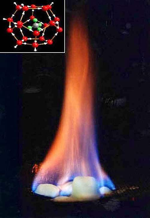 Arde o metano libertado e pinga água. Fonte: United States Geological Survey