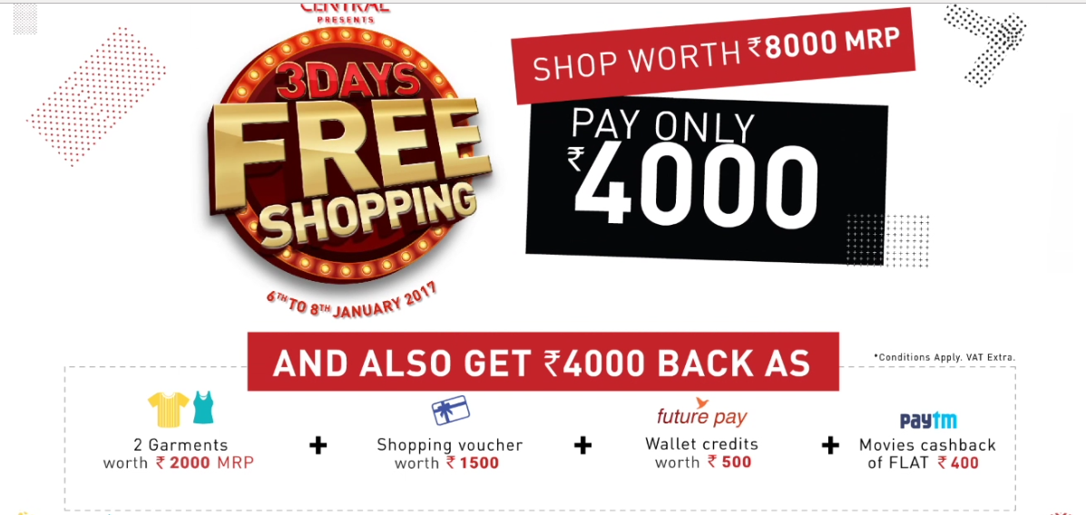 COUPON RAO Central Mall Pay 4000 and shop for 8000(Expired)