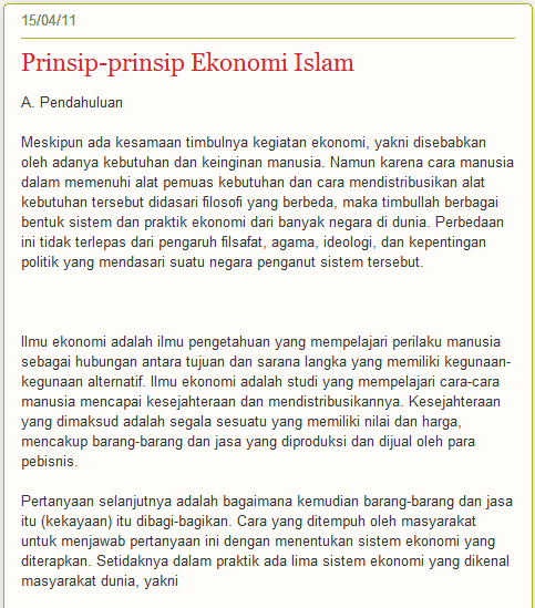 One Stop Academic: PRINSIP-PRINSIP EKONOMI ISLAM