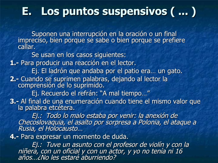 CONTROLA TU LENGUA Usa correctamente los puntos suspensivos.