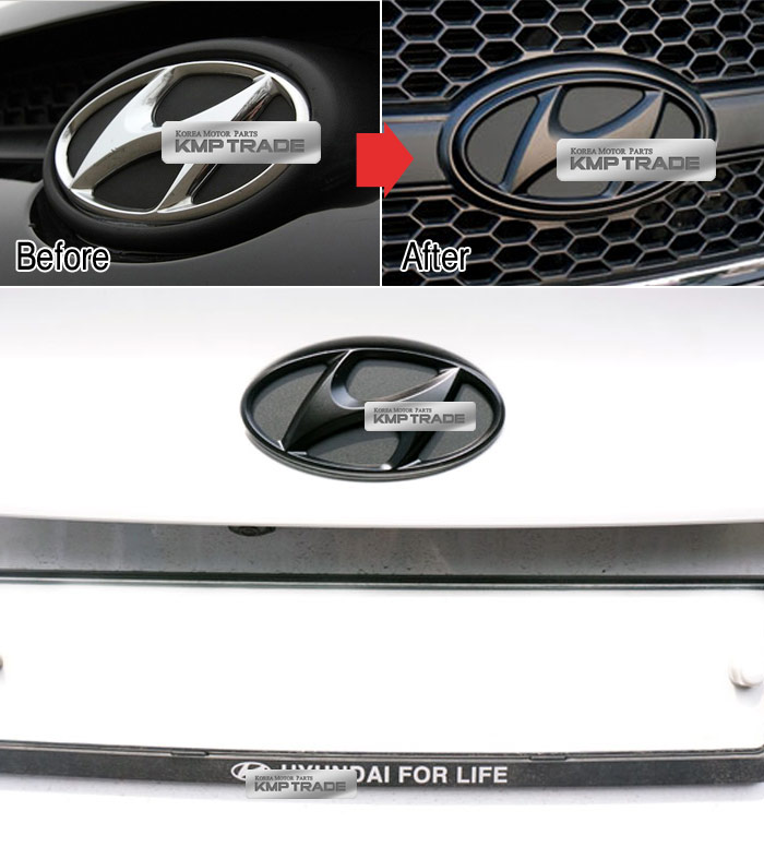 KMP TRADE Rear Trunk Matte Black H Logo Emblem Badge Exterior Garnish