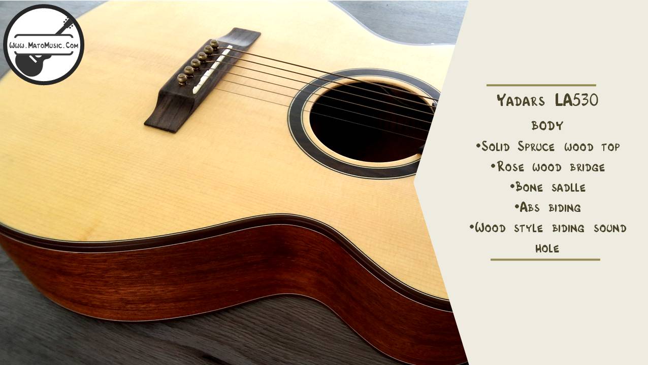 Yadars LA530 Om Size Acoustic Guitar body front